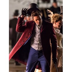 The Greatest Showman Hugh Jackman Red Trench Coat